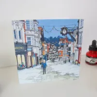 Snow on the High Street Greeting Card