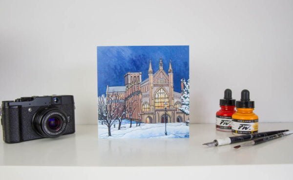 Winchester by Cathedral Light Greeting Card