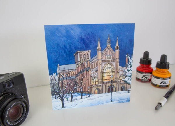 Winchester by Cathedral Light Greeting Card