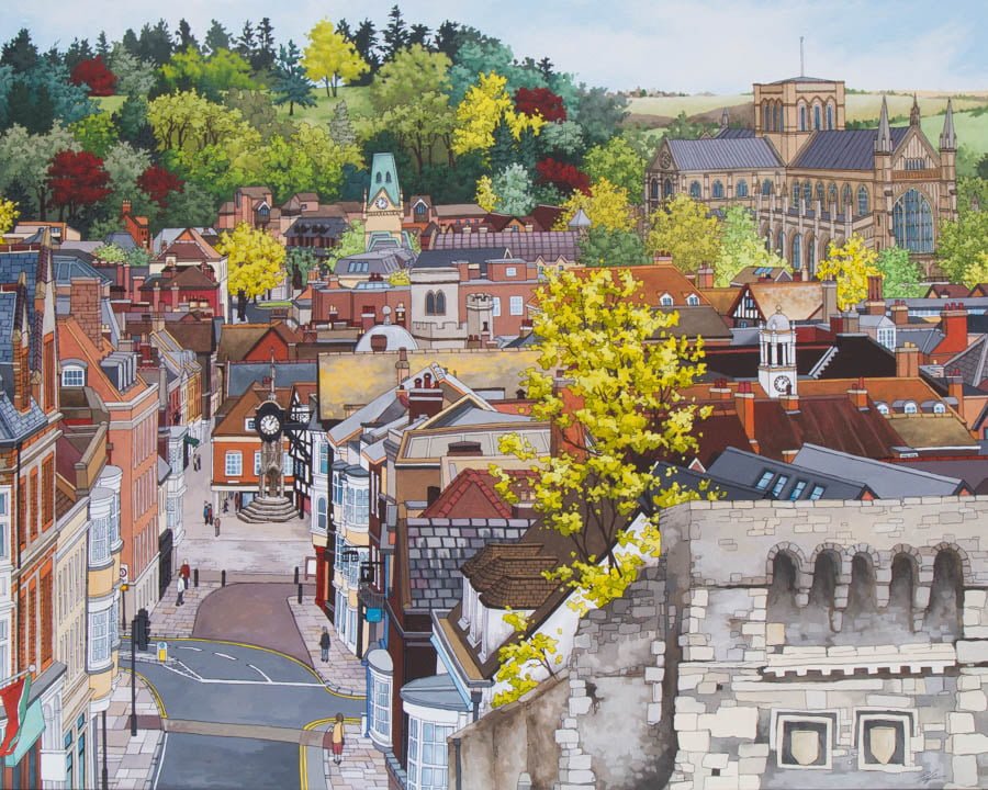 Painted Cities - Winchester From the Westgate by artist Jonathan Chapman MA