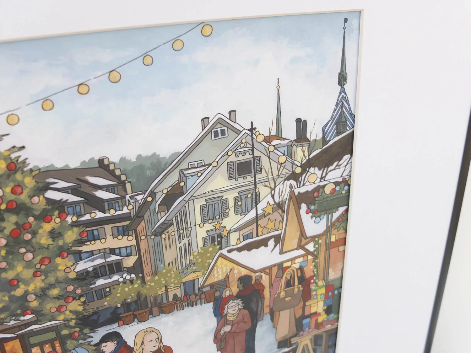 Christmas Market Zug (Original Painting) Illustration by Jonathan