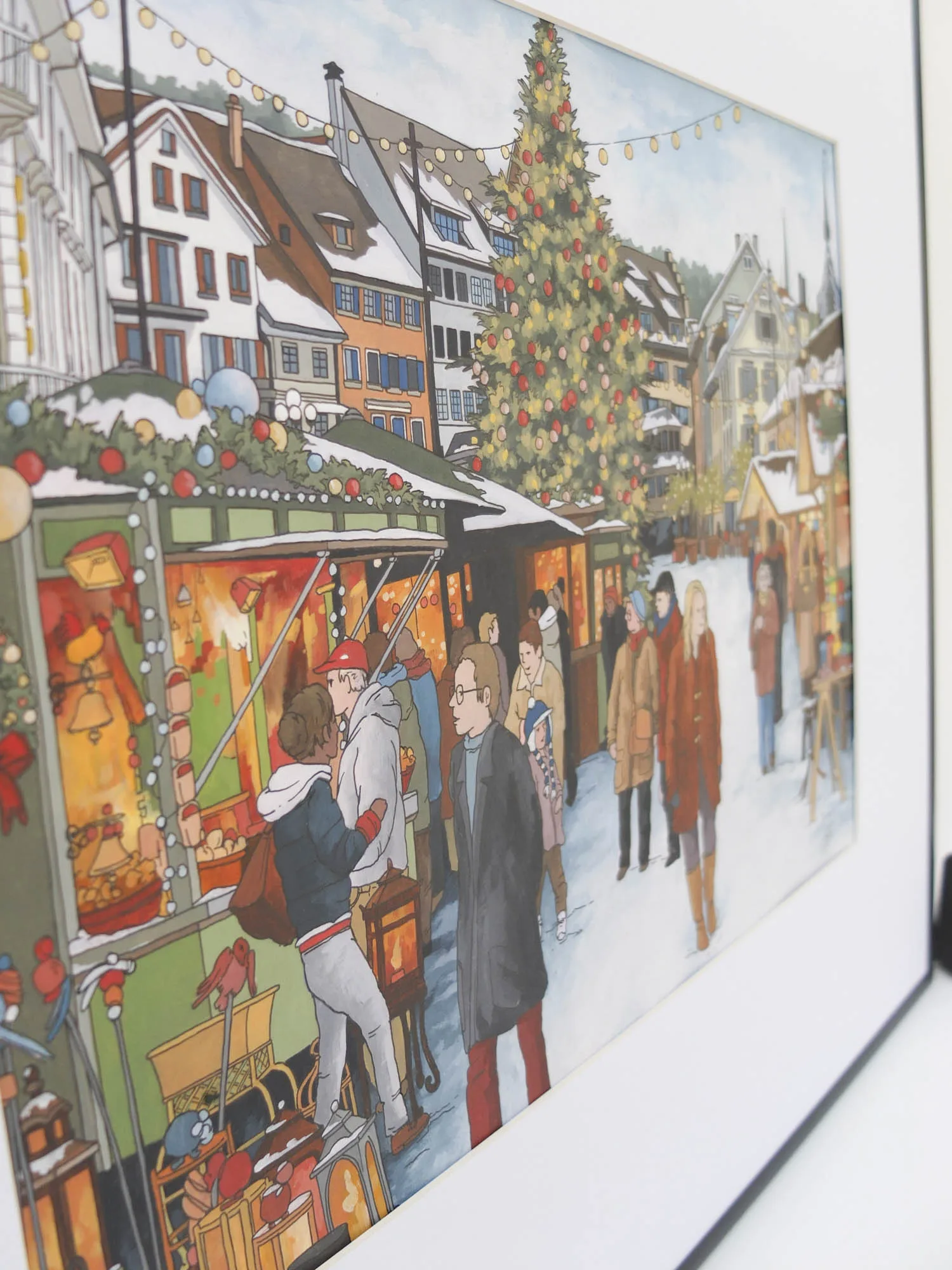 Christmas Market Zug (Original Painting) Illustration by Jonathan