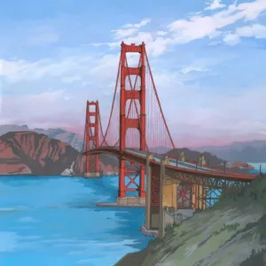 The Golden Gate Bridge San Francisco Orginal Pianting by Jonathan Chapman