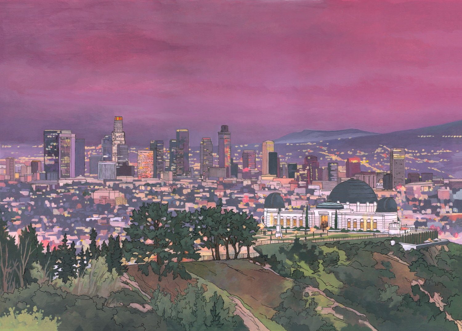 Griffith Observatory Los Angeles Original Painting