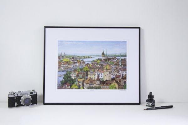 Zurich Rooftops limited edition print by Jonathan Chapman