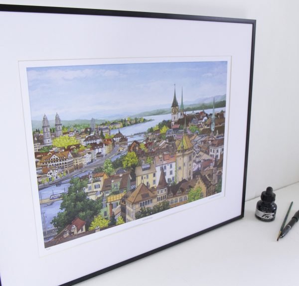 Zurich Rooftops limited edition print by Jonathan Chapman