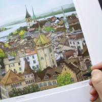 Zurich Rooftops limited edition print by Jonathan Chapman