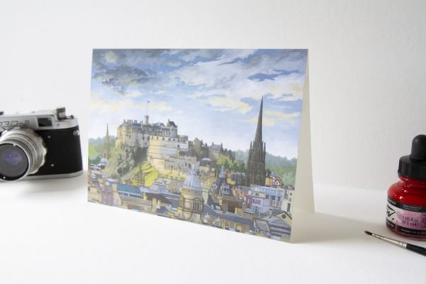 Edinburgh Castle Greeting Card - Illustration by Jonathan Chapman