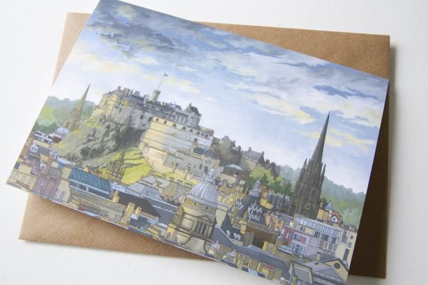 Edinburgh Castle Greeting Card - Illustration by Jonathan Chapman