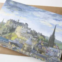 Edinburgh Castle Greeting Card - Illustration by Jonathan Chapman