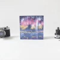 Geneva Fireworks Greeting Card - Illustration by Jonathan Chapman