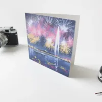 Geneva Fireworks Greeting Card - Illustration by Jonathan Chapman