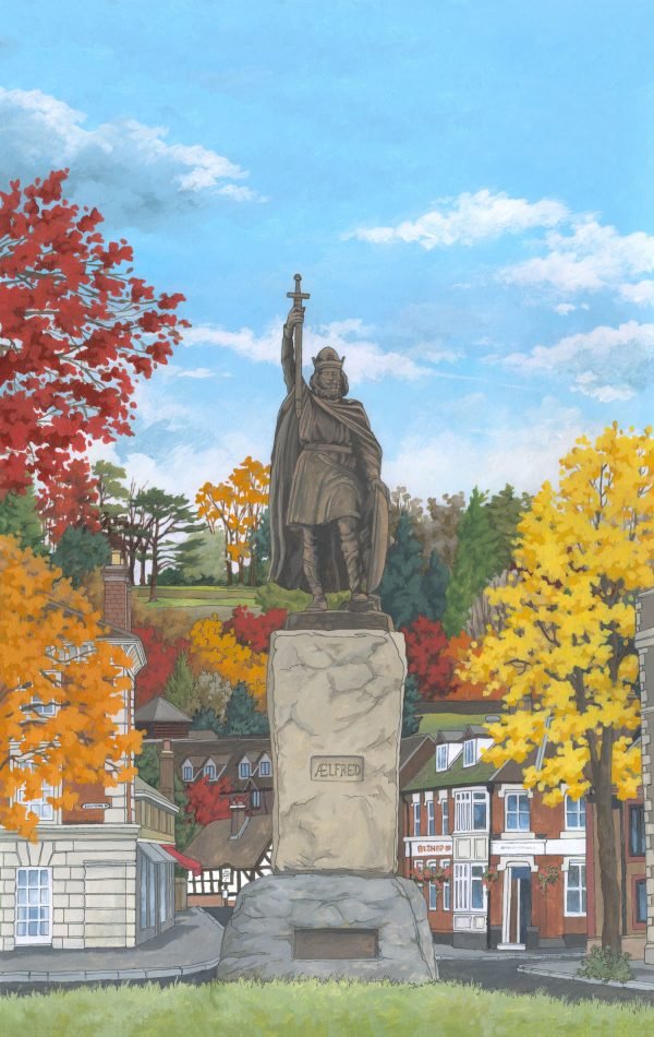 King Alfred in Autumn, Winchester - Illustration by Jonathan Chapman