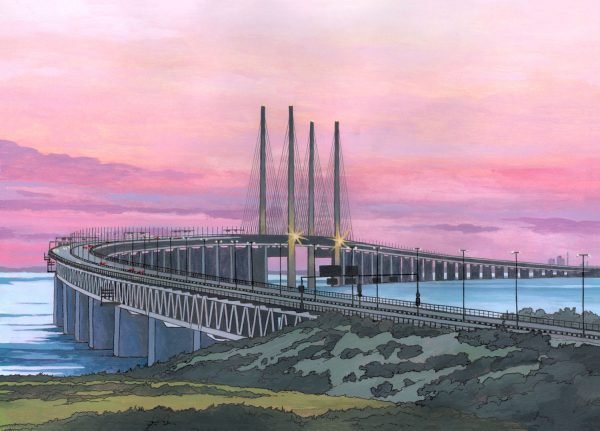 The Oresund Bridge - Illustration by Jonathan Chapman