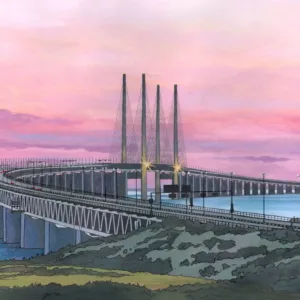 The Oresund Bridge - Illustration by Jonathan Chapman