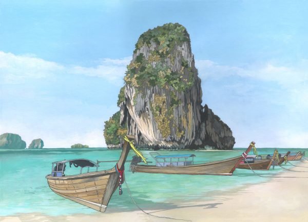 Railay Beach Thailand - Illustration by Jonathan Chapman