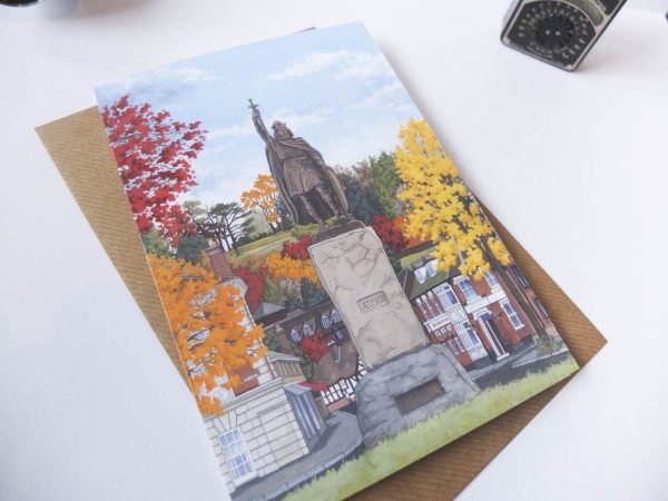 King Alfred in Autumn Greeting Card - Illustration by Jonathan Chapman