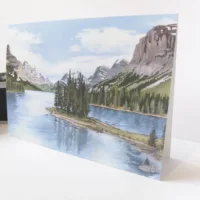 Spirit Island Rocky Mountains Greeting Card - Illustration by Jonathan Chapman