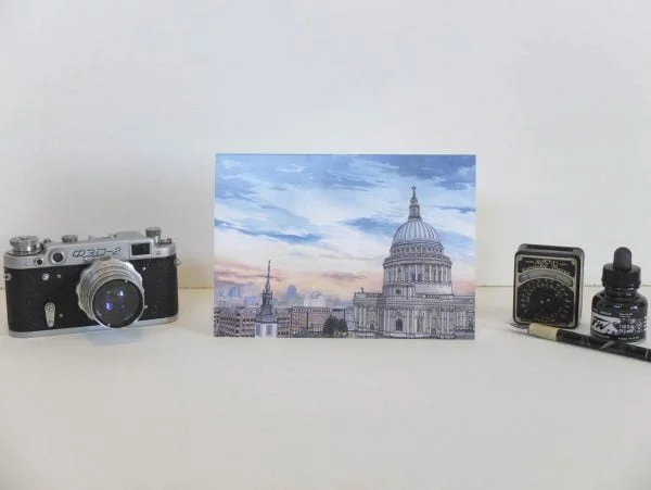 St Pauls Cathedral at Dusk Greeting Card - Illustration by Jonathan Chapman