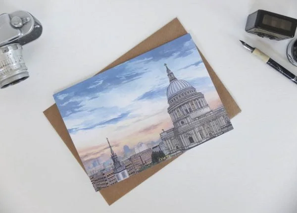 St Pauls Cathedral at Dusk Greeting Card - Illustration by Jonathan Chapman