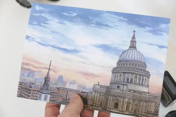 St Pauls Cathedral at Dusk Greeting Card - Illustration by Jonathan Chapman