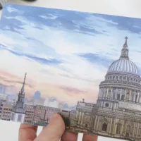 St Pauls Cathedral at Dusk Greeting Card - Illustration by Jonathan Chapman