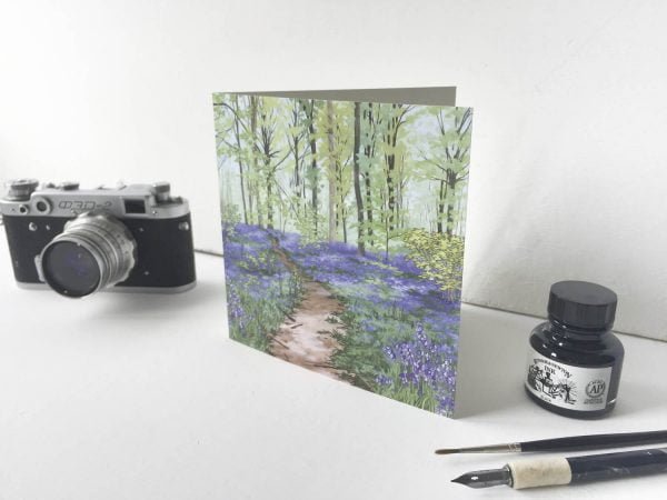 Bluebell Woods Greeting Card - Illustration by Jonathan Chapman