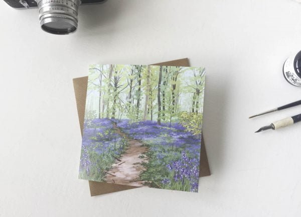 Bluebell Woods Greeting Card - Illustration by Jonathan Chapman