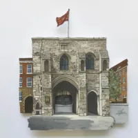 Painting of the Westgate Museum in Winchester Illustration by Jonathan Chapman