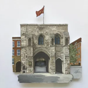 Painting of the Westgate Museum in Winchester Illustration by Jonathan Chapman