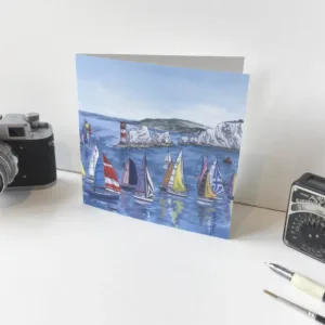 Round the Island Race Greeting Card - Illustration by Jonathan Chapman