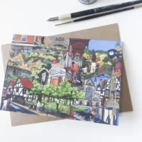 Winchester Collage Greeting Card - Illustration by Jonathan Chapman