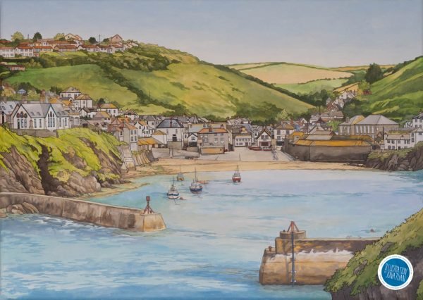 Big Port Isaac Painting - Illustration by Jonathan Chapman