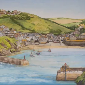 Big Port Isaac Painting - Illustration by Jonathan Chapman