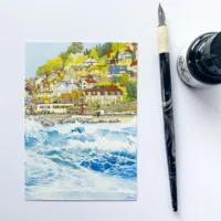 Waves at looe Postcard Design by Jonathan Chapman