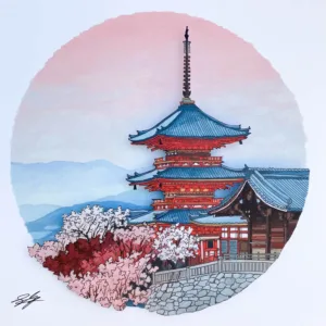 Pagoda at Kiyomizudera - Illustration by Jonathan