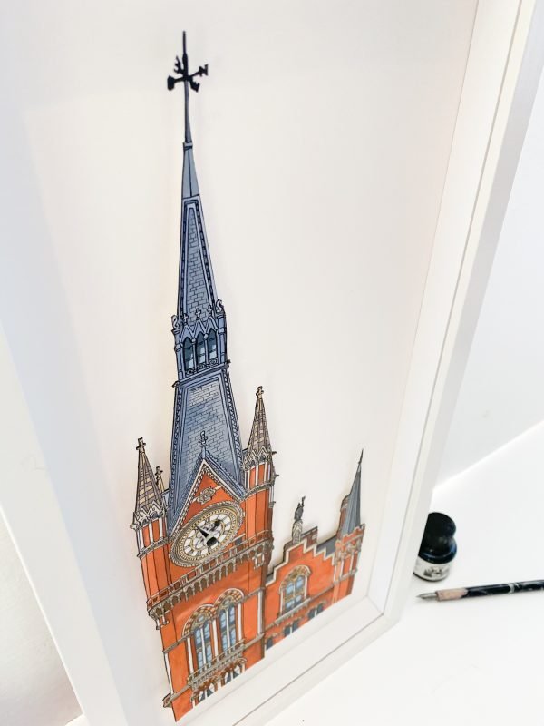 St Pancras Clock Tower - Illustration by Jonathan Chapman