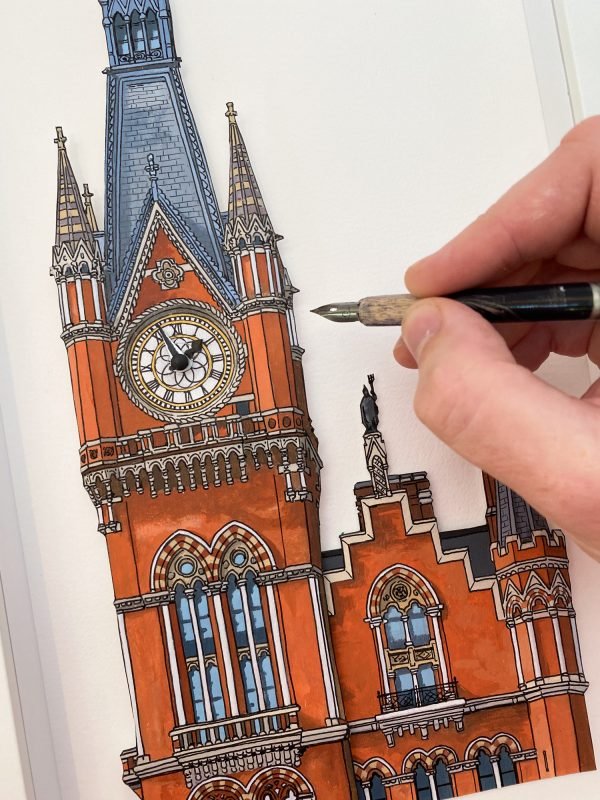 St Pancras Clock Tower - Illustration by Jonathan Chapman