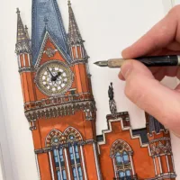 St Pancras Clock Tower - Illustration by Jonathan Chapman