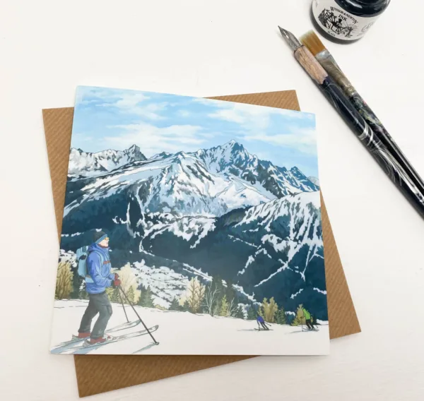 Ski Season Greeting Card - Illustration by Jonathan Chapman