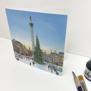 Trafalgar Square Christmas Tree Greeting Card - Illustration by Jonathan Chapman