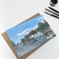 Broad Street Alresford Greeting Card - Illustration by Jonathan Chapman