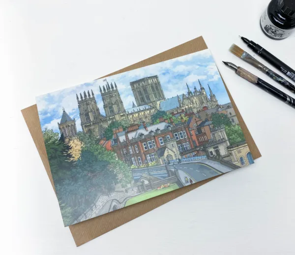 York Minster Greeting Card - Illustration by Jonathan Chapman