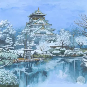 Osaka Castle in Winter - Illustration by Jonathan Chapman