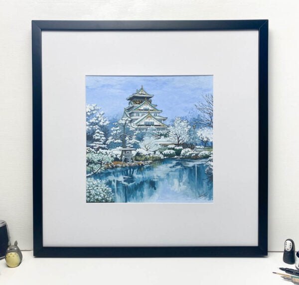 Osaka Castle in Winter - Illustration by Jonathan Chapman