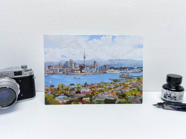 Auckland New Zealand Greeting Card - Illustration by Jonathan Chapman