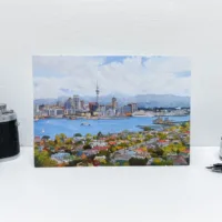 Auckland New Zealand Greeting Card - Illustration by Jonathan Chapman