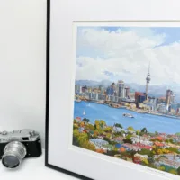 Auckland New Zealand Limited Edition Print - Illustration by Jonathan Chapman