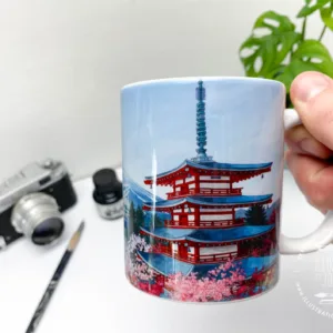 Chureito Pagoda Coffee Mug - Illustration by Jonathan