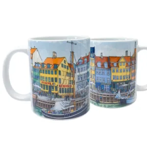 Nyhavn Copenhagen Coffee Mug - Illustration by Jonathan